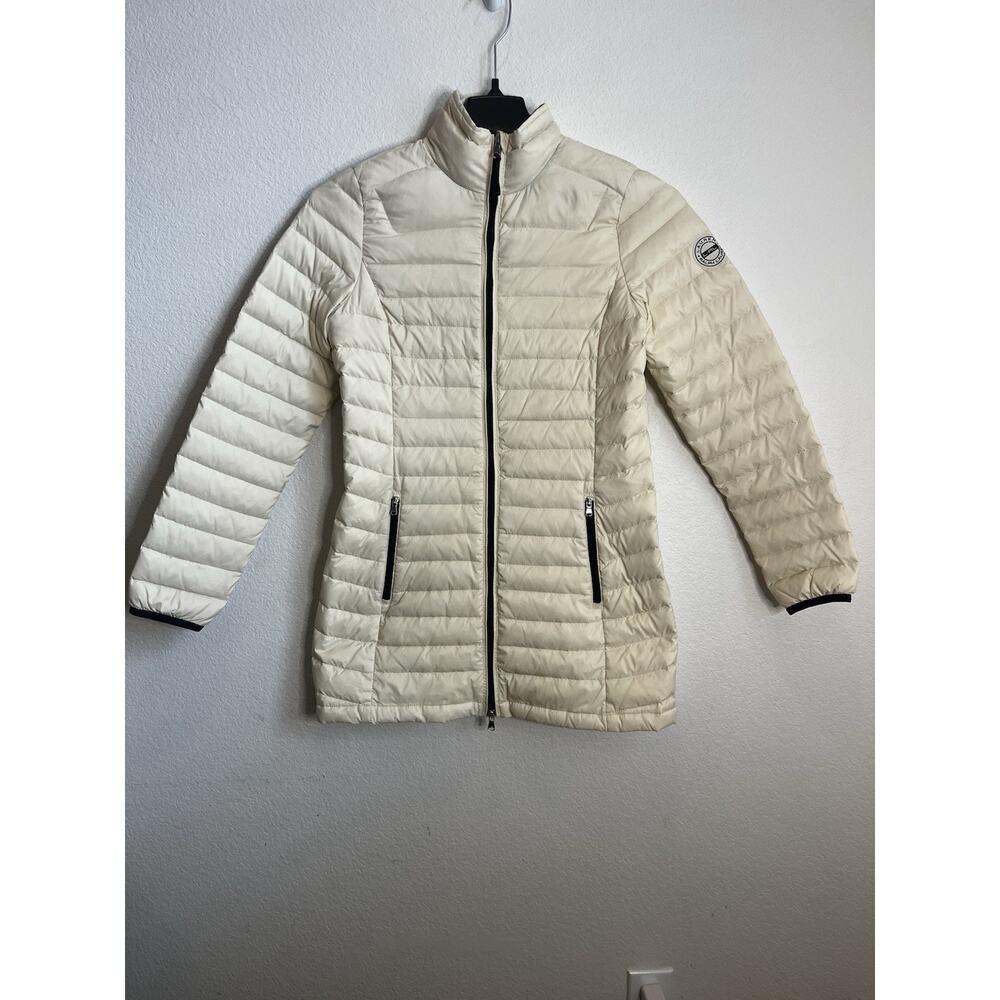 LAUREN RALPH LAUREN Jacket Womens XS Puffer Front Full Zip Mock Neck - Cream